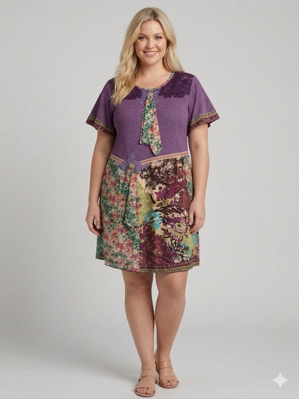 Handmade Upcycled Purple Tunic Dress Large 1X